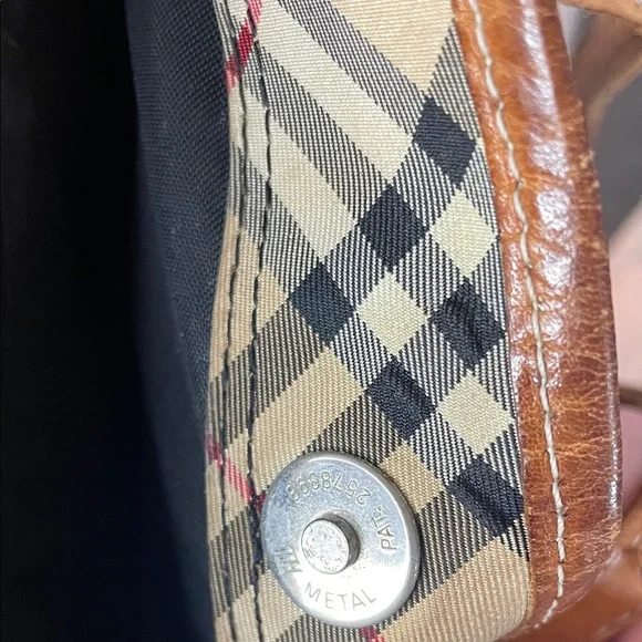 BurberryS Blue Label Plaid Tote Bag with Tan Accents - Picture 10 of 16